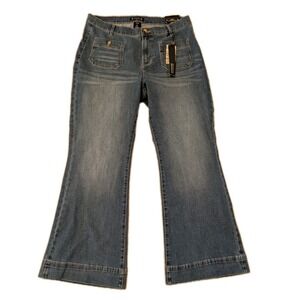 Nanette Lepore Belle High Rise Boot Cut Jeans Dark Wash Western Chic Size 16W